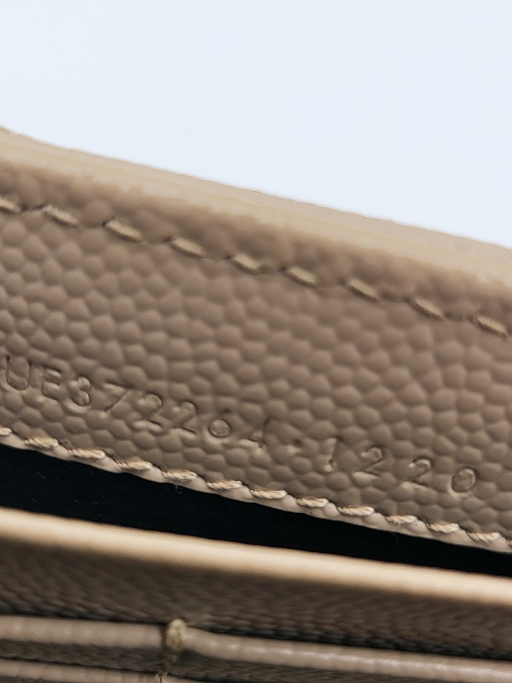 YVES SAINT LAURENT Grain De Poudre Matelasse Chevron Flap Wallet Dark Beige Auth - Picture 8 of 16